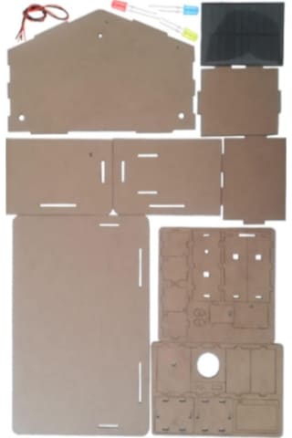 Güneş Enerjili Ev Yapım Seti 1 Paket Güneş Paneli Mantar Led Lamba Mdf Ev Maketi Deney Proje