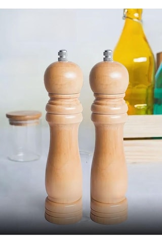 2'li Set Karabiber Değirmeni Baharat Değirmeni Kalınlık Ayarlı Baharat Öğütücü Çelik Bıçaklı 21 Cm Çok Renkli