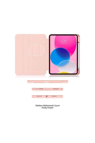 Apple Uyumlu iPad Air 11 2025 M3 Çip 360 Dönebilen Yatay Dikey Standlı Fuchsia Pino Tablet Kılıfı Kılıf