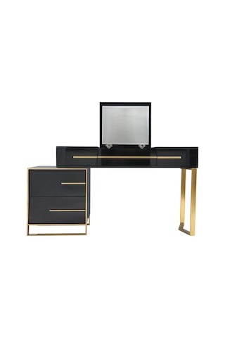 Cristina Siyah Gold Metal Makyaj Masası