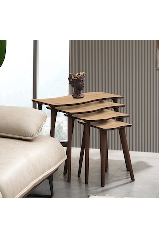 Vovvahome Salsa 4lü Dörtlü Mdf Ahşap Zigon Sehpa - Meşe