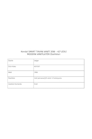 Gizli Kanat Ledli Ses Ve Kumanda Kontrollü Tavan Vantilatörü Beyaz Kcf307