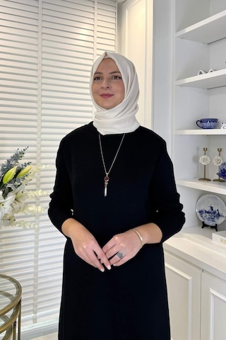 Rabia Şamlı Öykü Çelik Örme Triko Elbise Siyah Normal