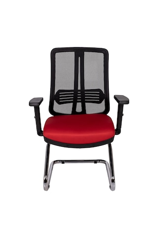 Ofisbazaar Up Fileli Misafir Koltuğu Ergonomik Toplantı Ve Bekleme Koltuğu Siyah Fileli/ Kırmızı Kırmızı