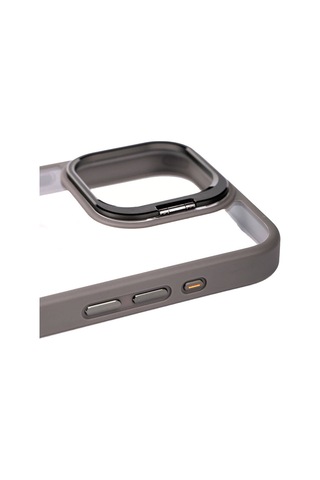 Apple Uyumlu iPhone 15 Pro Max Kılıf Kamera Lens Korumalı Standlı Zore Klon Lensli Kapak