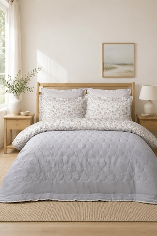 Summer Pike Comforter Set Ranforce Vanessa Çift Kişilik Gri