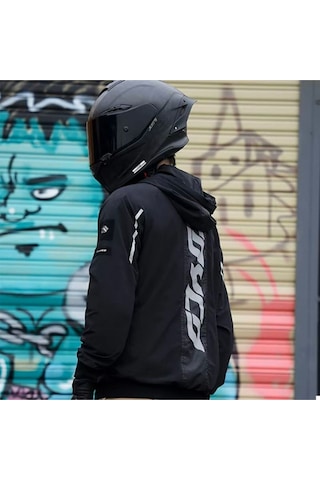 Motoanl Motosiklet Ve Bisiklet Korumalı Jacket Yağmurluk Polyester Stopwater Sertifika Korumalı Mont Black