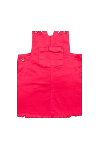 Kız Bebek Pamuklu Cepli Salopet-13899 Fuşya