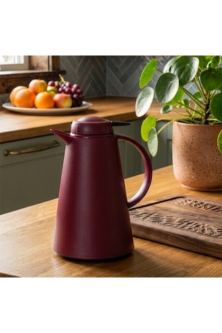 Herevin 161714-590-2 Plastik Termos Çay Termosu Su Termosu Sürahi 1,2 Litre Bordo Bordo - Beyaz