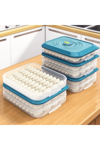 Yifomall Ev Çekirdekli Yiyecek Muhafazası: 4 Katlı, 240 Adet Manti/su Böreği Depolama Kutusu, Tamamen Kapalı, Donma Hızlandırıcı, Taze Tutucu, Buzdolabı Özel Tiffany Mavisi Diğer