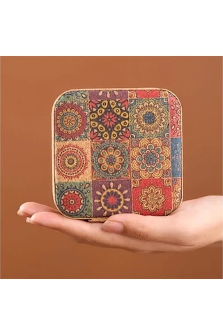 Kangvka Klasik Retro Desenli Ahşap Desenli Küçük Boyutlu Gümüş, Yüzük, Kolye Saklama Kutusu - Flanel İç Kaplama İle Zarf Kapanma Çok Renkli