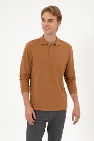 U.S. Polo Assn. Erkek Regular Fit Polo Yaka Camel Basic Sweatshirt 50313772-VR233