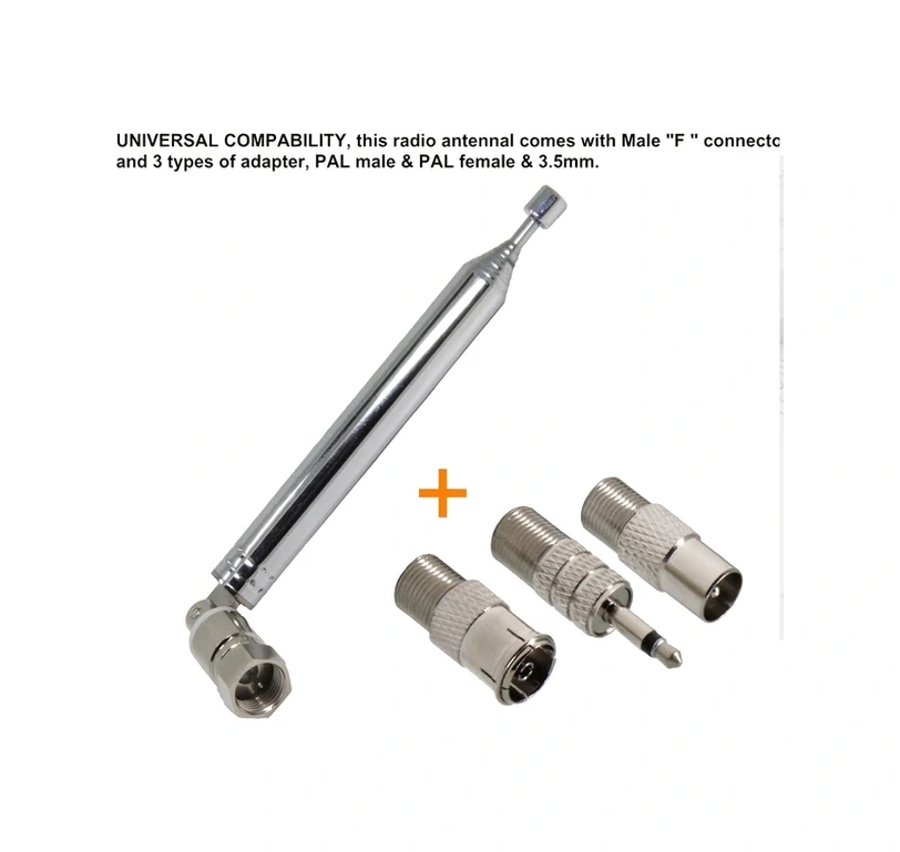 Wangxi Fm Radyo Anteni Teleskopik F Tipi Endüstriyel Anten Am Fm Alıcılar İçin Adaptörlü