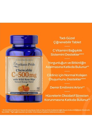Puritan's Pride Vitamin C 500 Mg With Rose Hips 90 Tablet