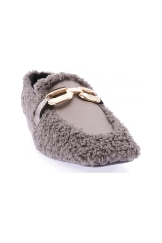 Dgn 5270-424 Metal Tokali Peluş Kadin Oxford Ayakkabi 5270-424-R13304 Gri