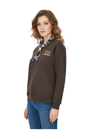 Baglan Kadın Spor Sıfıryaka Sweatshirt Fular Lı Bgl-st05062 Kahverengi