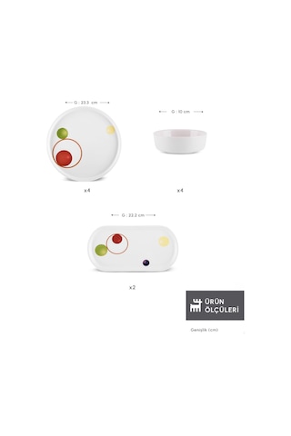 Karaca Color Pop 10 Parça 4 Kişilik Kahvaltı Takımı Çok Renkli