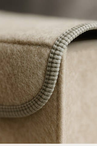 Krem Dolap İçi, Çamaşır, Oyuncak Düzenleyici, Saklama Kutusu, Keçe Sepet Organizer 29x30 Cm Krem