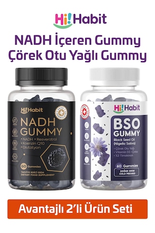 Hi Habit Nadh & Çörek Otu Gummy Q10 B12 D3 Çinko 2x60 Adet