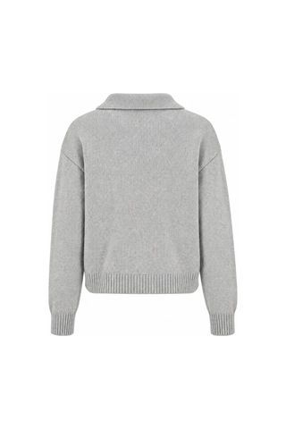 Genel Markalar Kadın Gri Basic Oversize Polo Yaka Yarım Pat Düğmeli Triko Kazak-27aj002 Gri 923050279 Gri