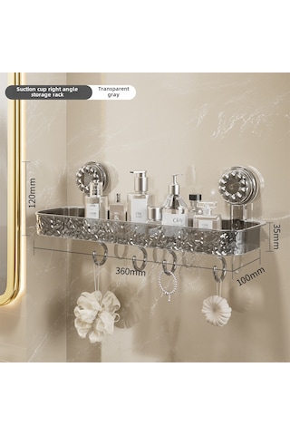 Reedark Banyo Tuvalet Duvar Tipi Sessiz Montaj Açısal Raf - Şeffaf Gri Plastik Konforlu Depolama Organizerı Diğer