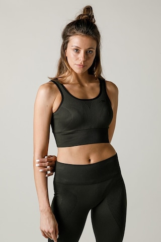 Maraton Active Slimfit Kadın Bisiklet Yaka Kolsuz Spor Haki Bra 813055-Haki