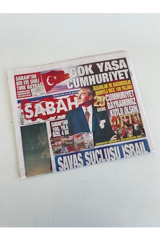 29 Ekim 2023 Sabah Gazetesi - Cumhuriyetin İlanı 100. Yıl Gazetesi Teşhir Ürün