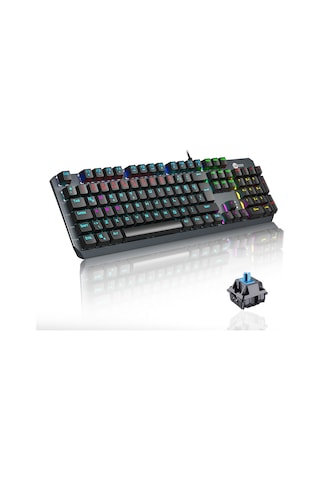 Lecoo GK301 USB Kablolu Blue Switch Makrolu RGB Gaming Mekanik Türkçe Q Klavye Metalik Gri