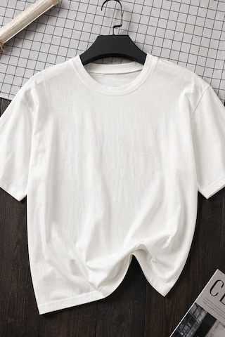 Spoyi Red Moon Warrior Tasarımlı %100 Pamuk Yarım Oversize Beyaz T-shirt