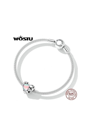 Wostu 925 Ayar Gümüş Yaratıcı Hollow Kalpler Charm Boncuklu Sarkık Kadın Fit Dıy Bilezik Bileklik Takı Hediyeler, Maden Ayarı: 925 Ayar