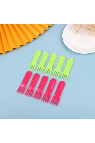 Zyzqstore 10 Adet Plastik Çocuk Meyve Çatalı, Mini Karikatür, Çok Renkli, Uygun Okul Ve Ev Kullanımında, Boyut: Standart, Renk: Çok Renkli