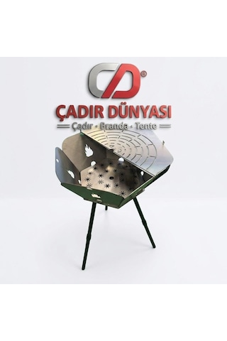 Çadır Dünyası Ayarlanabilir Ayaklı Kamp Ateşi Ve Barbekü Seti - 45 Cm Genişlik, Teleskopik Yükseklik Ayarlı Ateş Çukuru Çok Renkli