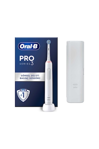 Oral-B Pro 3500 Elektrikli Beyaz Diş Fırçası + Seyahat Kabı