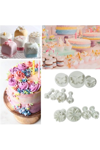 Sones 114'ü 1 Arada Fondan Kek Pişirme Dekorasyon Araçları Piston Kesiciler Çiçek Kalıpları Seti