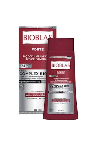 Bioblas Forte Complex B19 Yoğun Saç Dökülmelerine Karşı Bitkisel Şampuan 2 x 360 ML