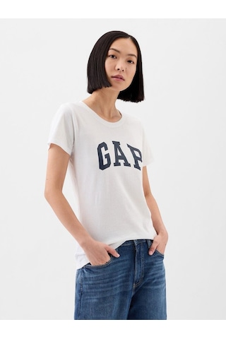 Gap V-ss Logo Classic Tee Kadın Tişört-8076 Beyaz