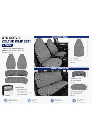 Günaks 4 Parça Oto Servis Koltuk Kılıf Seti Siyah Petekli Evrensel Uyumlu, Yıkanabilir Pamuklu Kumaş 01 Günaks 4 Parça Oto Servis Koltuk Kılıf Seti Siyah Petekli Evrensel Uyumlu, Yıkanabilir Pamuklu Kumaş 01