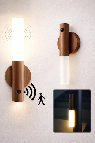 Sensörlü Dekoratif Meşale Duvar Aplik Led Gece Lambası Mıknatıslı Model Çok Renkli