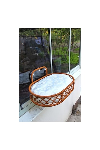 Macrame Kedi Hamağı, Pencere Kenarına Monte Edilebilir, Gri Açık Gri