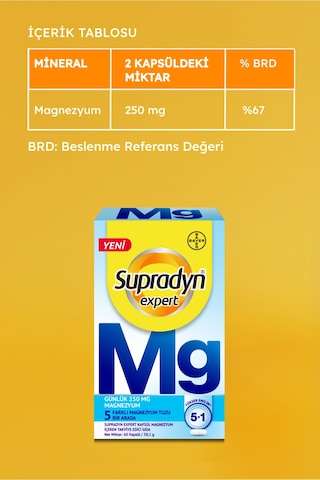 Supradyn Expert Mg 5 Farklı Magnezyum İçeren 60 Kapsül Takviye Edici Gıda