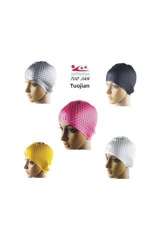 Geeroyoo Erkek Kadın Silikon Yüzme Şapka Saç Korumalı Kulaklı Uzun Saçlı Sporcu Su Sporları Mor Diğer