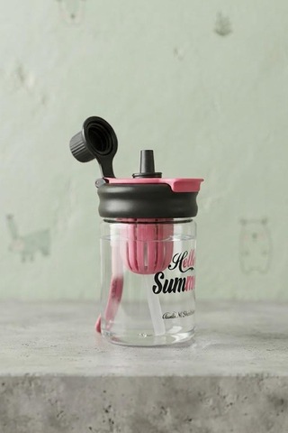 Askılı Pipetli Sızdırmaz Meyve Hazneli Suluk 600 Ml Siyah