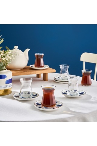 İznik 6 Kişilik 12 Parça Çay Seti Çok Renkli