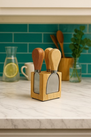 Bambu 4 Lü Peynir Bıçağı Seti Kompakt Ve Şık Tasarım Bambu