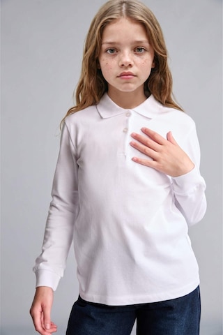 Defacto Okula Dönüş Regular Fıt Polo Yaka Basıc Düz Pike Uzun Kollu Polo Tişört Kız Çocuk J0010a626auwt34 Beyaz-wt34