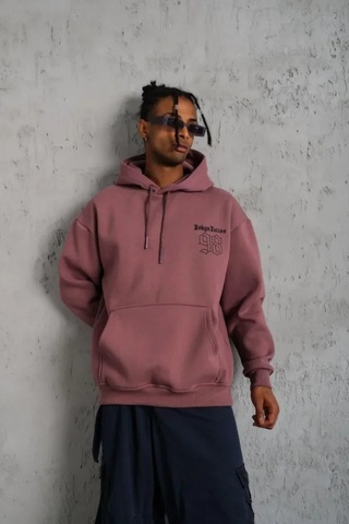 Veraura Lifestyle Erkek 98 Baskılı Kapşonlu Sweat - Gül Kurusu Gülkurusu