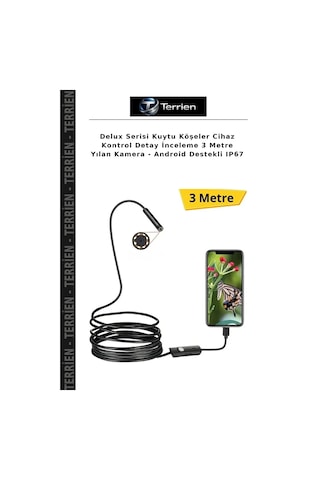 Delux Serisi Kuytu Köşeler Cihaz Kontrol Detay İnceleme 3 Metre Yılan Kamera - Android Destekli Ip67