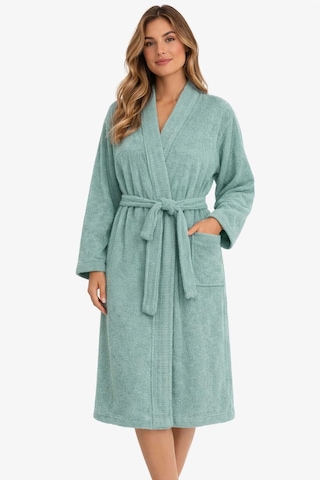 Kimono Yaka Unisex Pamuklu Tek Kişilik Bornoz Yeşil S-m
