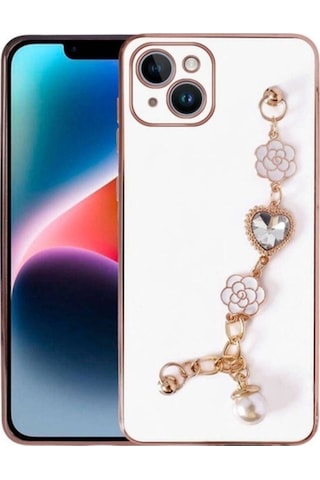 Apple Uyumlu iPhone 15 Plus Kılıf El Tutamaçlı Kamera Korumalı Zore Taka Silikon Kapak Beyaz
