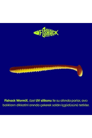 Silikon Kurt Yem - 4,2g 105mm - Turna/levrek Silikonu - 1 Adet - Kırmızı/sarı - Karides Kokulu